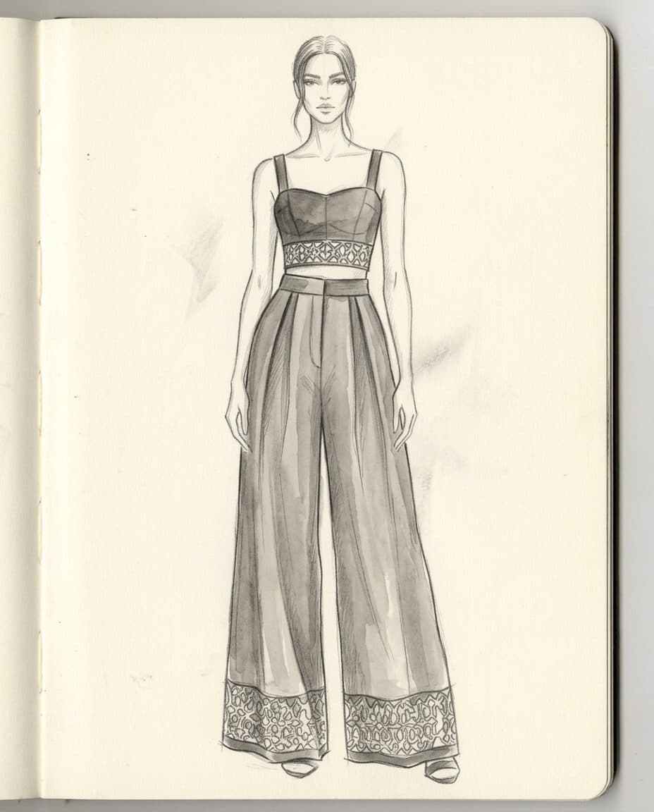 Obsidian Silk Co-ord Set — original design sketch