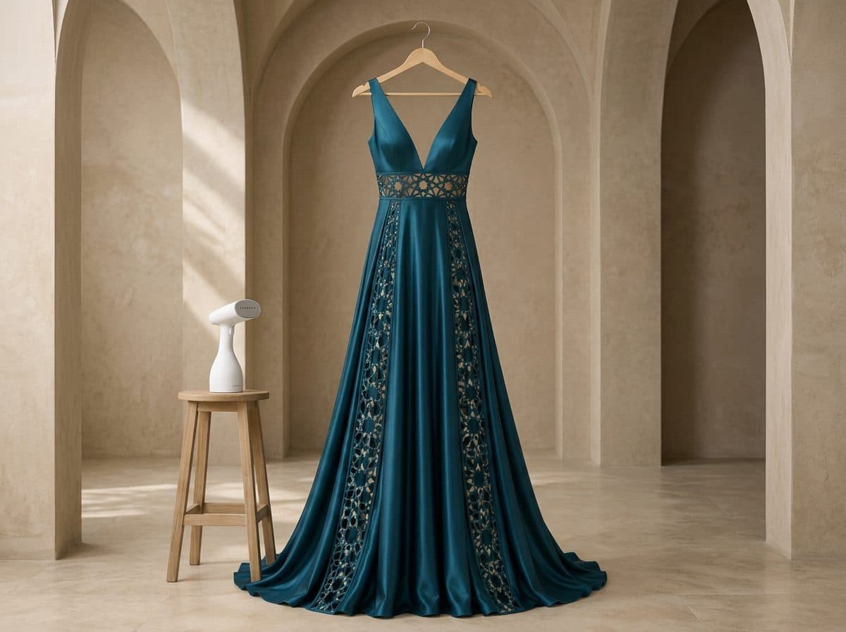 How to care for Girih Cutwork Evening Gown