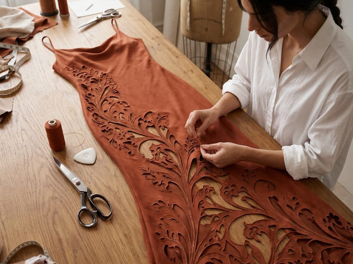 Nouveau Vine Cutwork Gown — in the making, construction and finishing