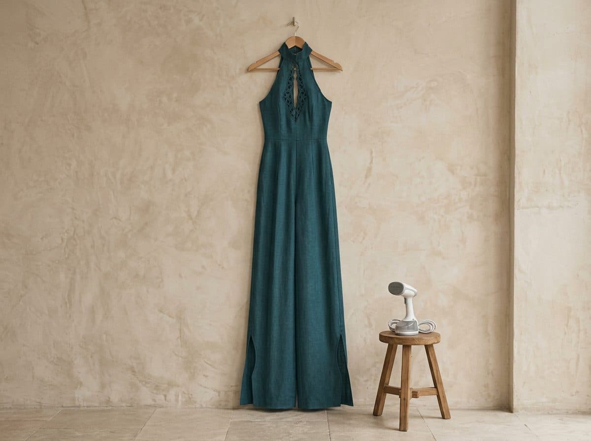 How to care for Backless Halter Column Jumpsuit with Pointed Arch Cutouts