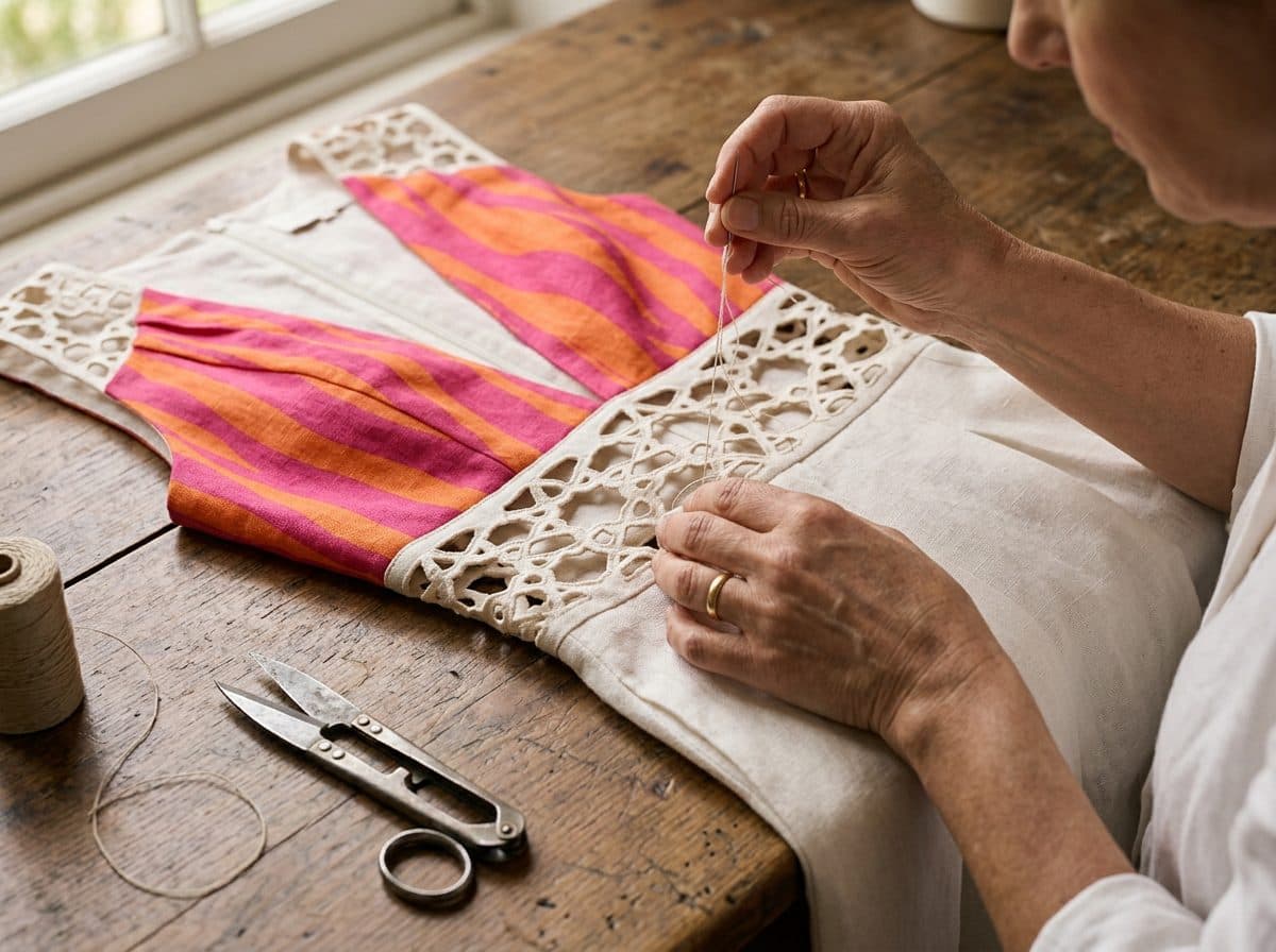Striped Panel Lasercut Jumpsuit — in the making, construction and finishing