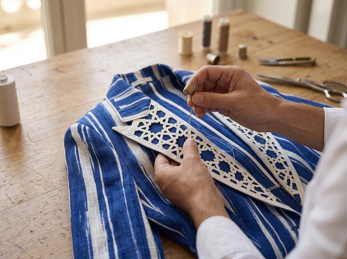 Cobalt Stripe Lasercut Blazer & Shorts — in the making, construction and finishing