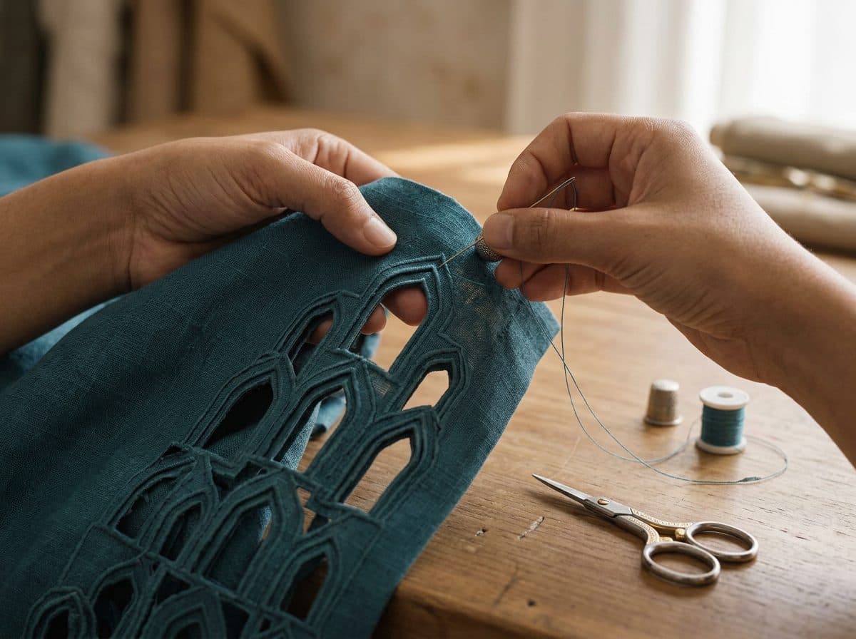 Moorish Muqarnas Cutwork Caftan — in the making, construction and finishing